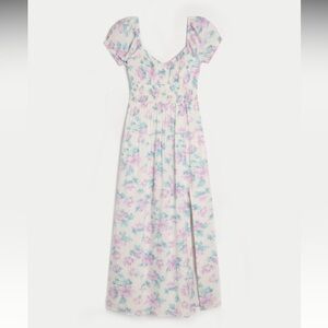 Hollister Open Back Floral Maxi Dress with Puff Sleeves